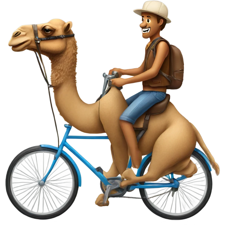 A camel riding a bike emoji
