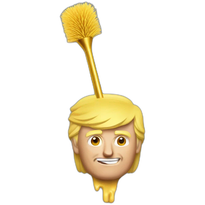 Trump with a golden toilet brush in his hand emoji