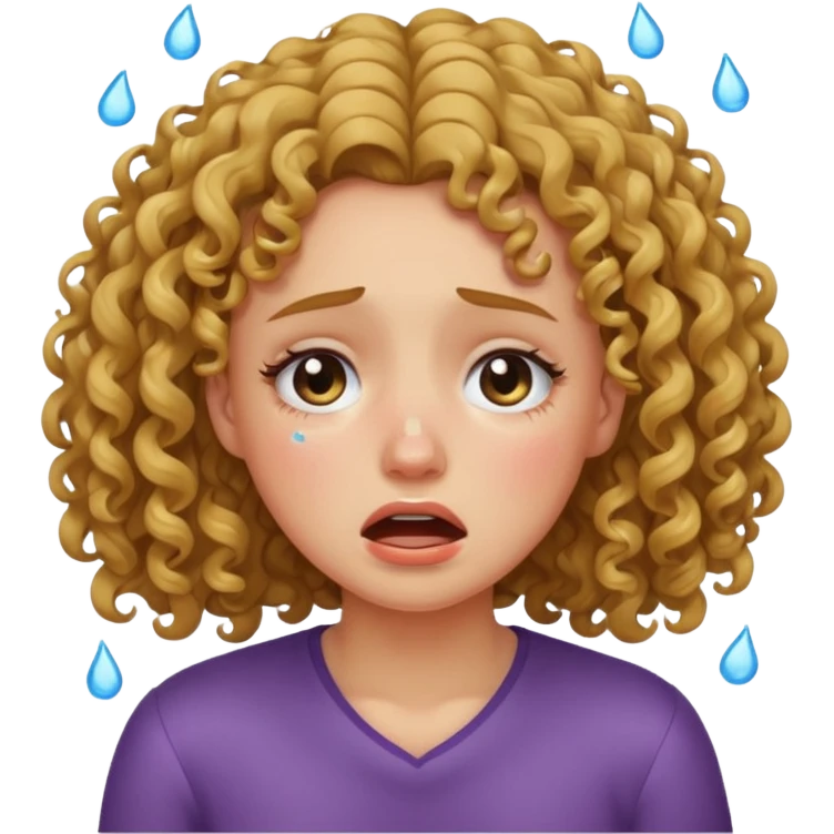 ragazza capelli ricci piange emoji