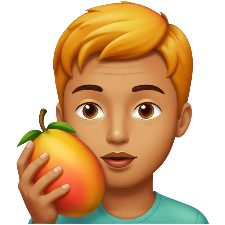 guy kissing mango emoji