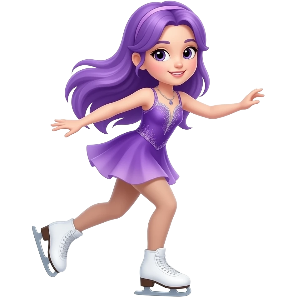 GIRL WITH LONG PURPLE HAIR IS ICE SKATING emoji