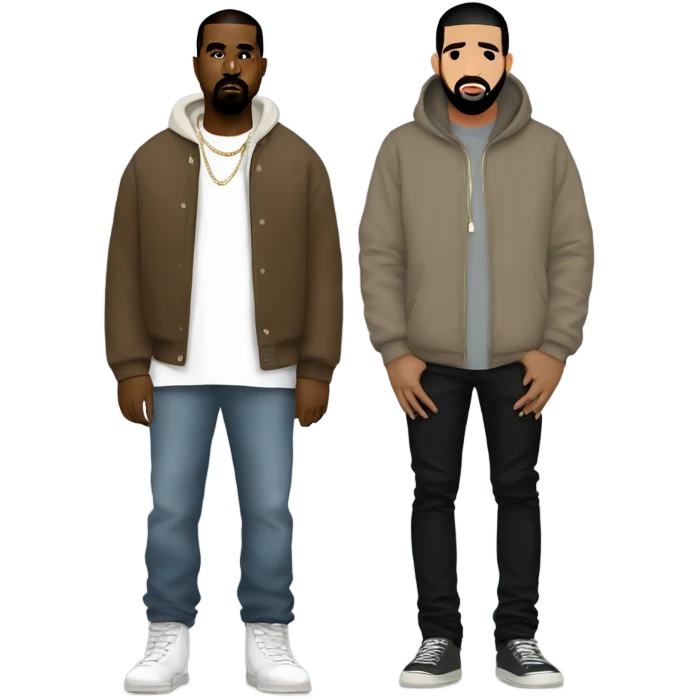 kanye west standing next to drake emoji