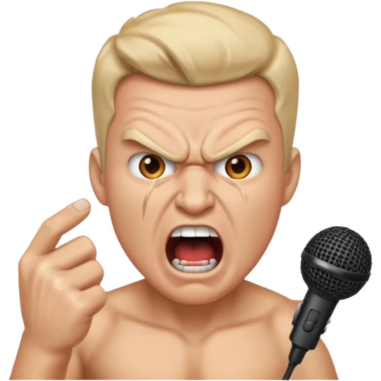 the male office manager yelling at her to stop with angry face while unpluggging her microphone cable standing up
 emoji