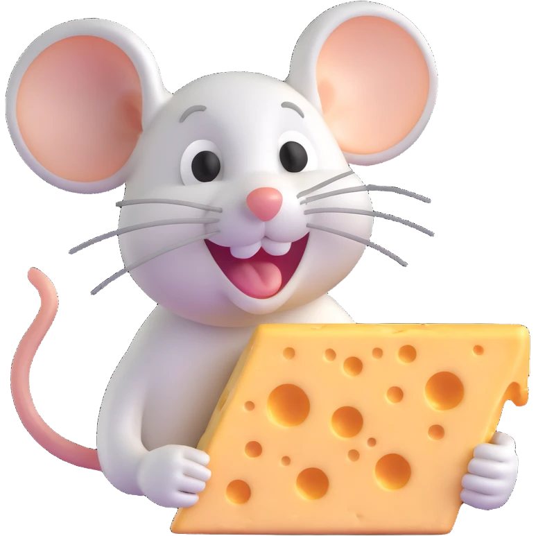Jerry mouse from Tom and Jerry cartoon happily eating cheese emoji