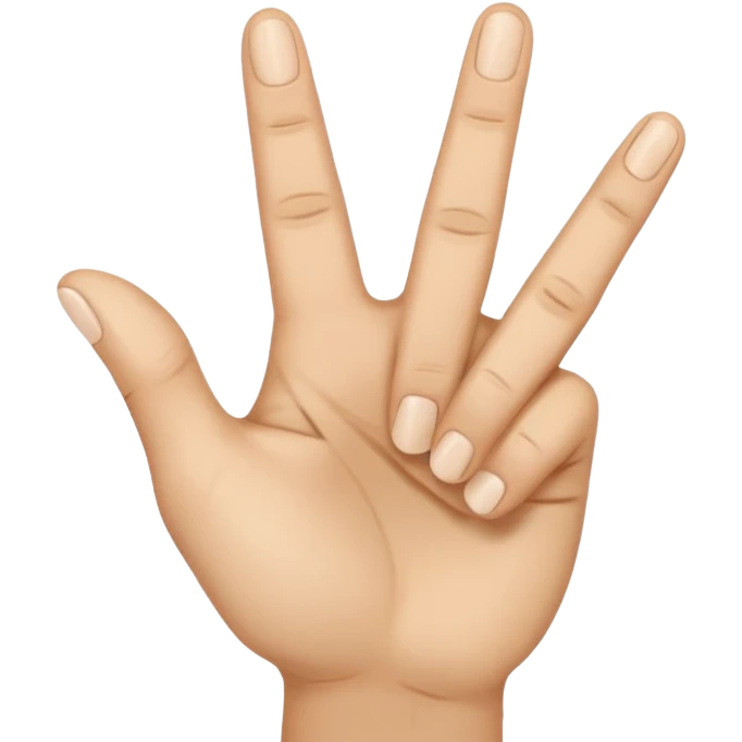 Una mano haciendo la w con los dos dedos de inmedio cruzados  emoji