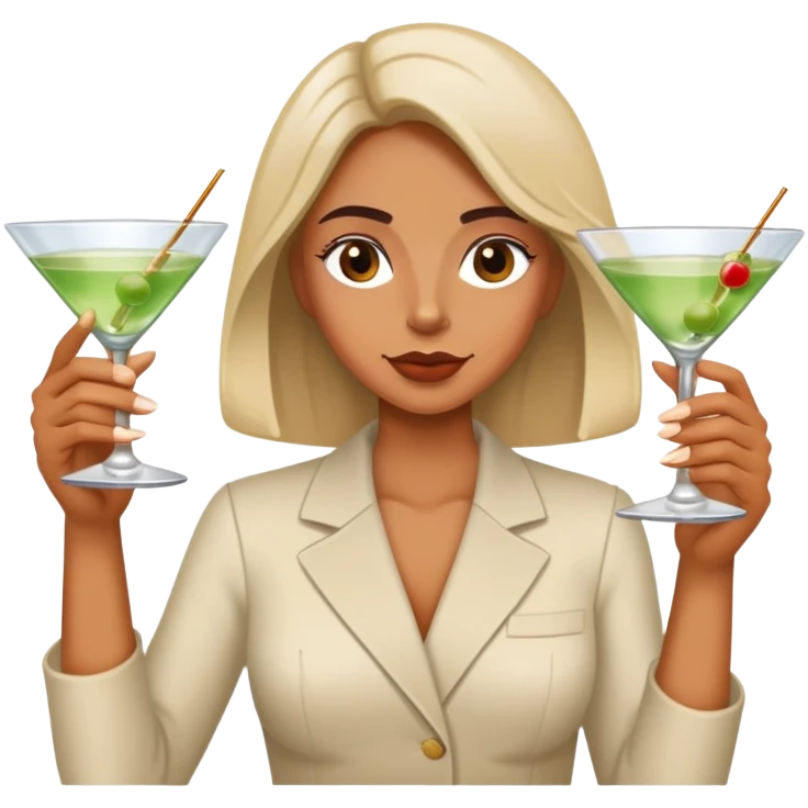 Drunk girl holding martinis in each hand emoji