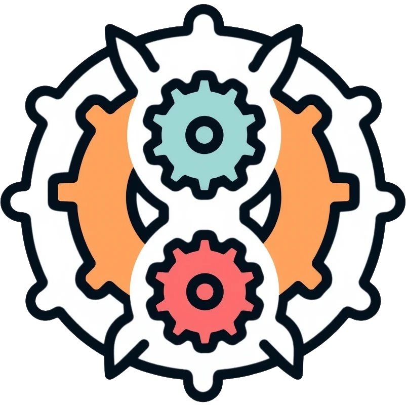 Interlocking gears turning smoothly, representing a well-functioning system or process emoji
