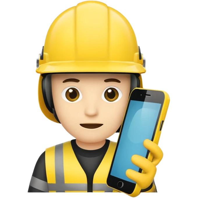 Smartphone  with protect helmet emoji