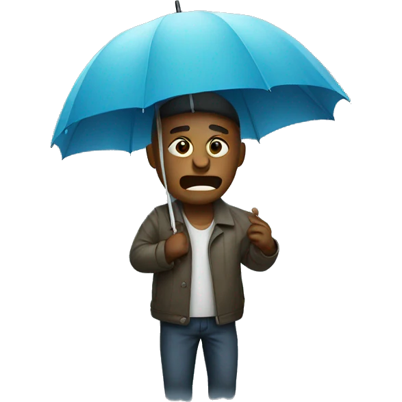 Men crying with umbrella emoji