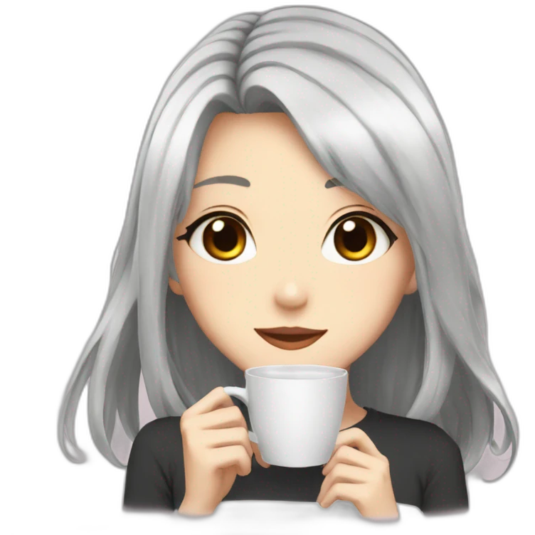 Anime girl drink coffee  emoji