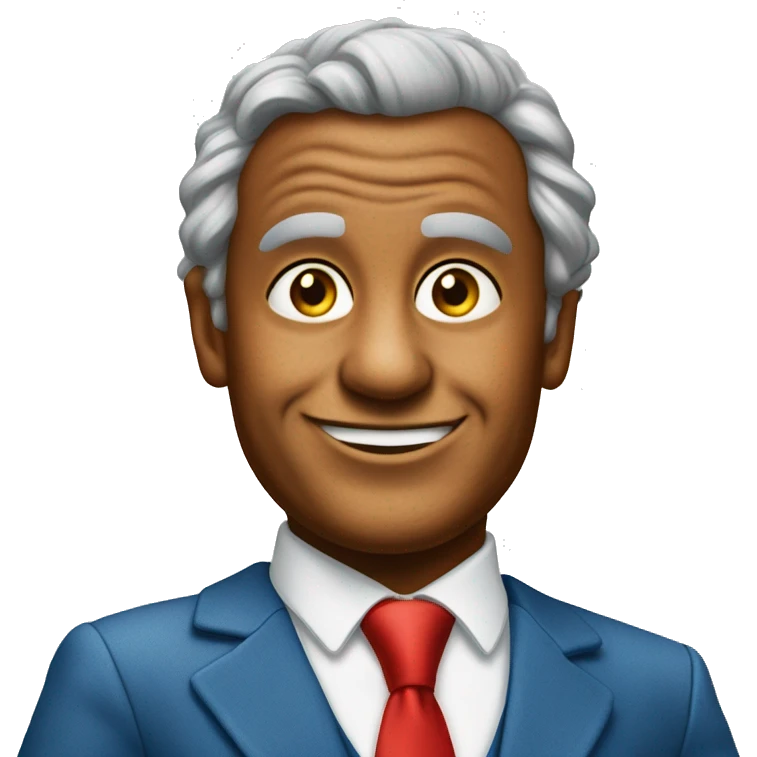 Oompa Loompa wearing a blue suit and red tie emoji