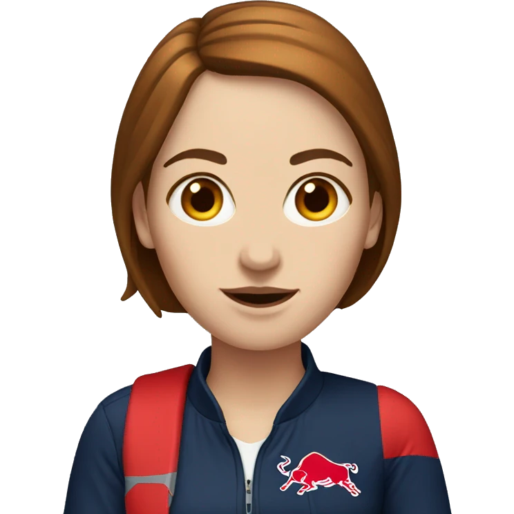 White woman with brown hair holding Red Bull emoji