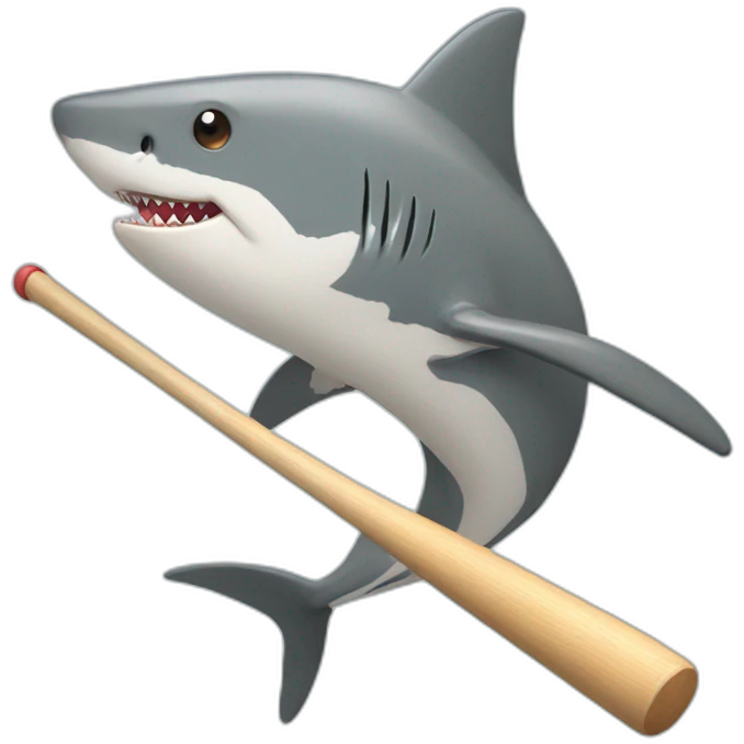 shark holding a baseball bat emoji