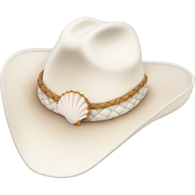 White cowgirl hat with seashell band emoji
