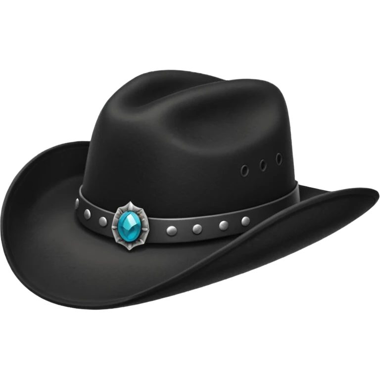 black cowboy hat with a black feather emoji