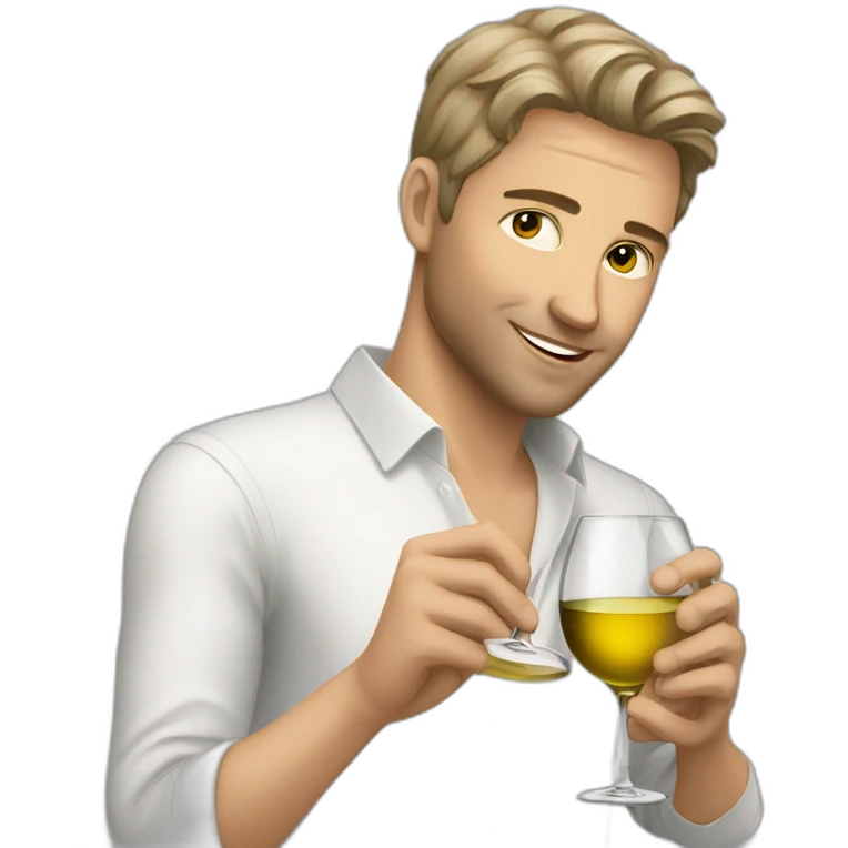 gorgeous white man drinking wine emoji