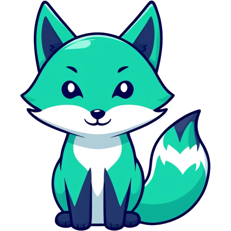 Blue fox with green heart eyes  emoji