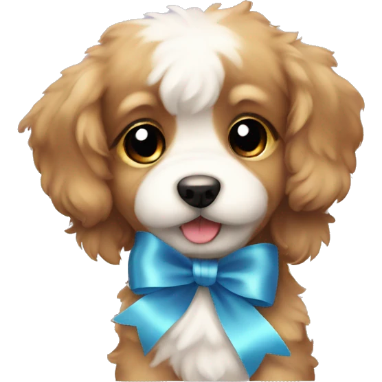 adorable fluffy puppy wearing a ribbon emoji