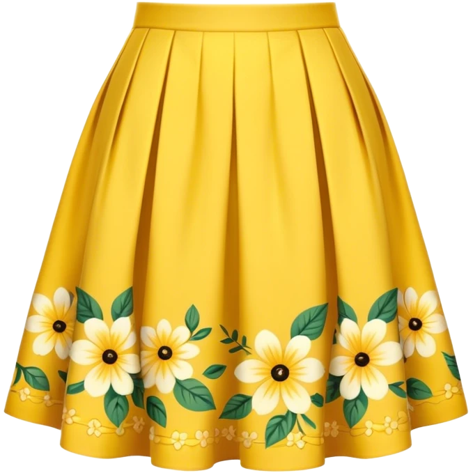 A yellow, medium-length skirt emoji — not too short or long — with a floral design near the hem, stylish and elegant emoji