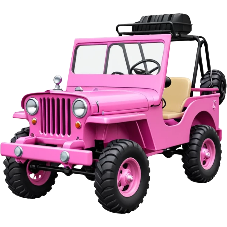 The Jetson’s Barbie Full size jungle tour 1942 Willy’s pink jeep crawler with installed winch on bumper  emoji