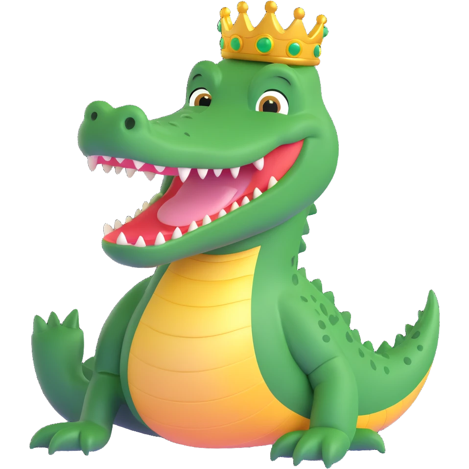 cartoon alligator with a golden halo, smiling, minimal background emoji