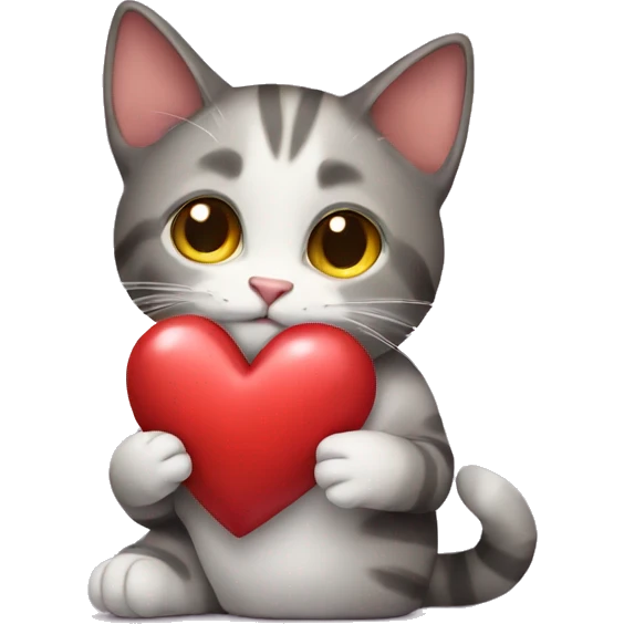 Cat holding a heart emoji