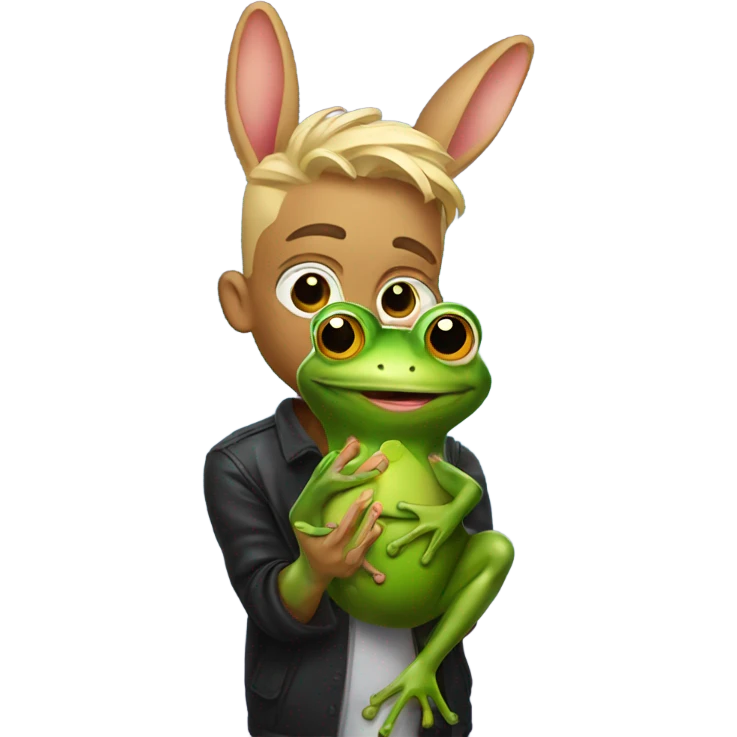 Artist BadBunny holding frog emoji