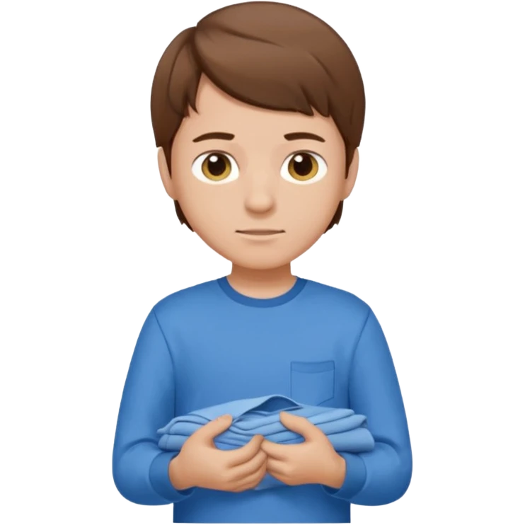 boy  brown hair folding clothes emoji