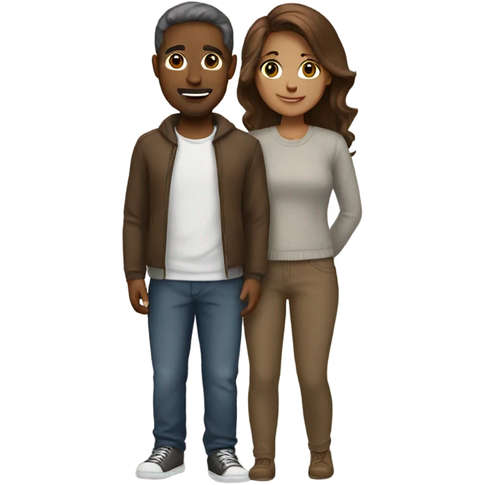 White Couple brown hair emoji