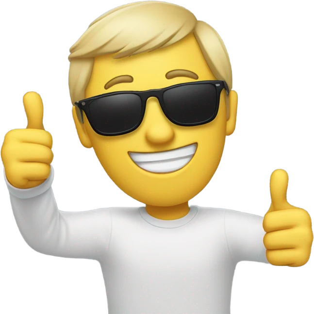 Happy person doing double thumbs up wearing sunglasses  emoji