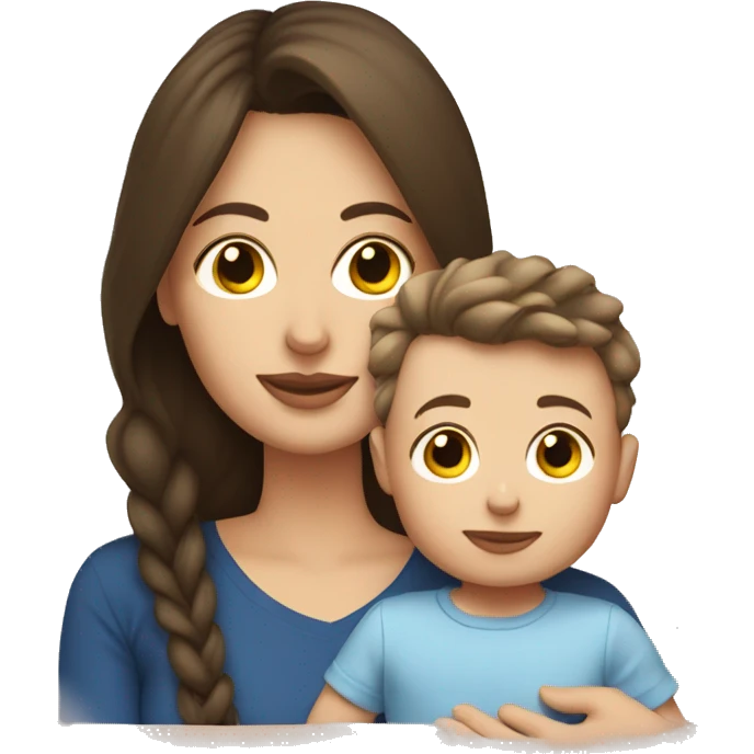 White Brunette mom with baby boy emoji