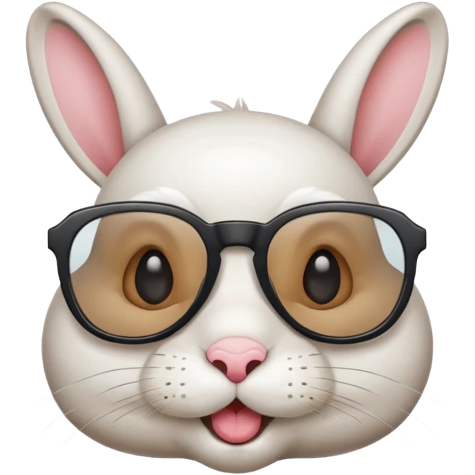 tête lapin avec lunette bouche fermée emoji