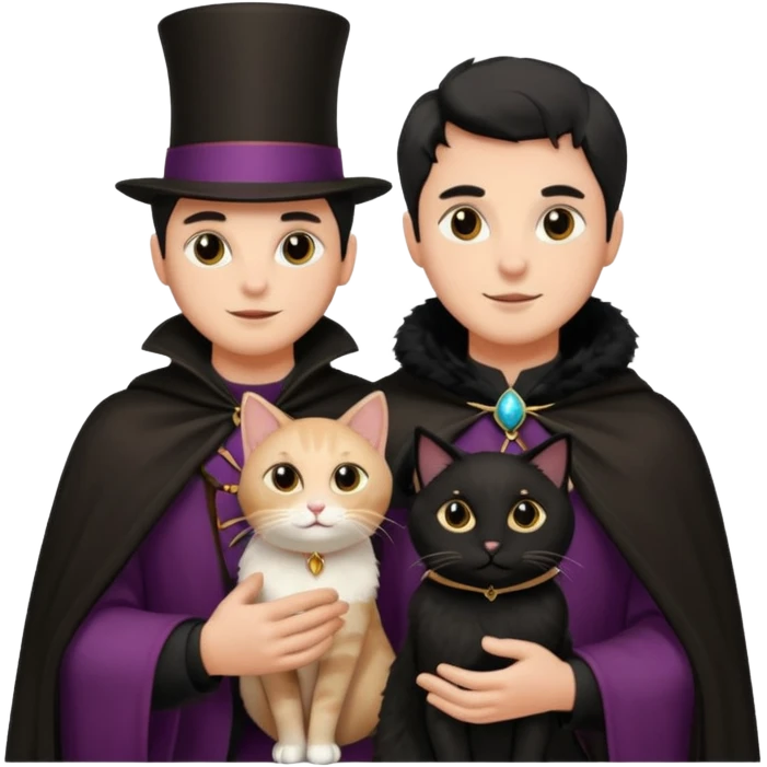 magician couple and their pet cat emoji