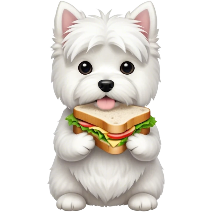 west highland white terrier with lunch emoji
