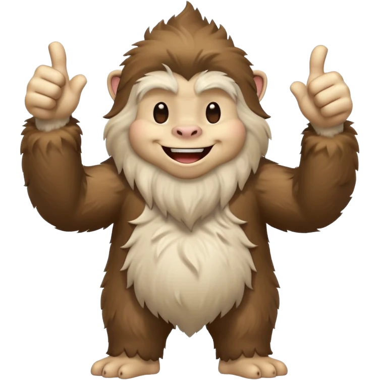 yeti, full body, full fur, thumbs up, smiling, winking emoji