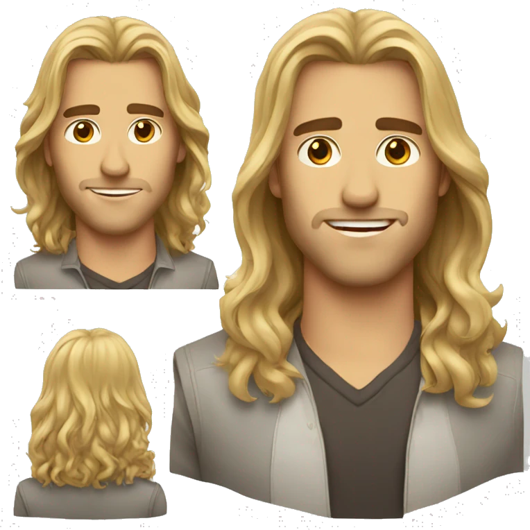 man handsome long hair emoji