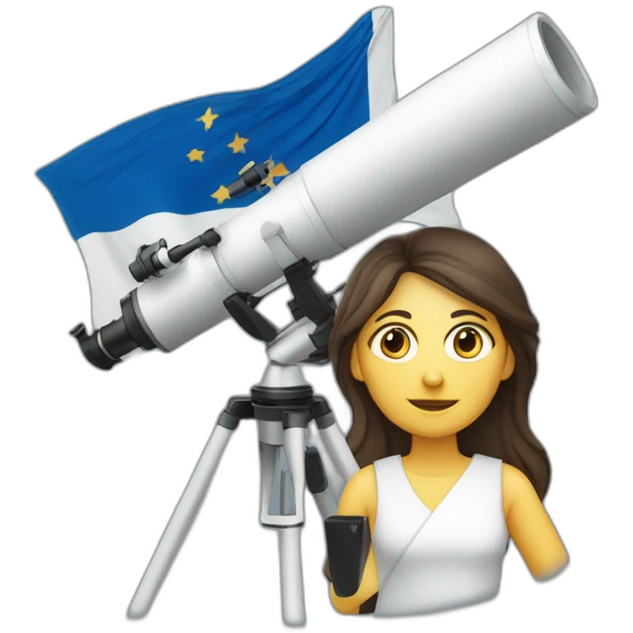 Woman with Greek flag and astronomy telescope emoji