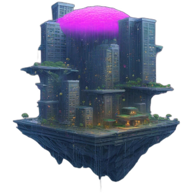 Cyberfunk rain city emoji