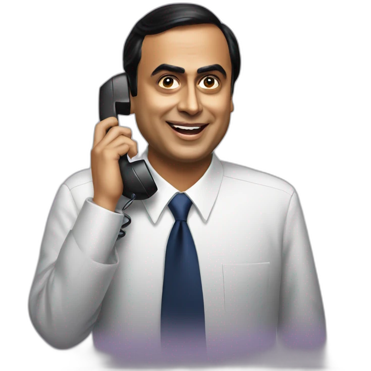 Mukesh Ambani talking on Phone emoji