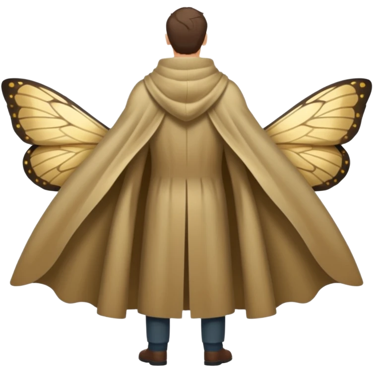 full body man from behind wearing moth wing cloak open back emoji