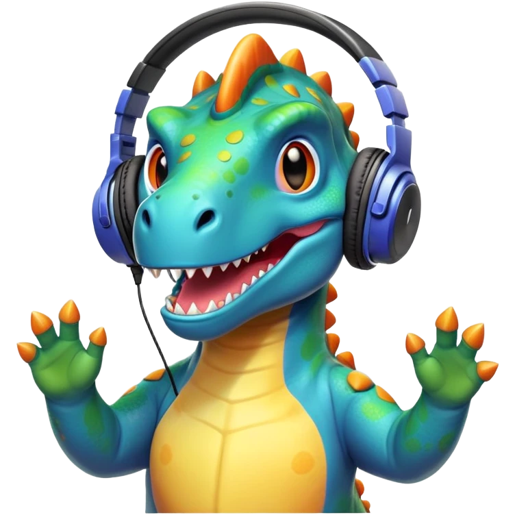 Dinosaurio muy bonito músico DJ emoji