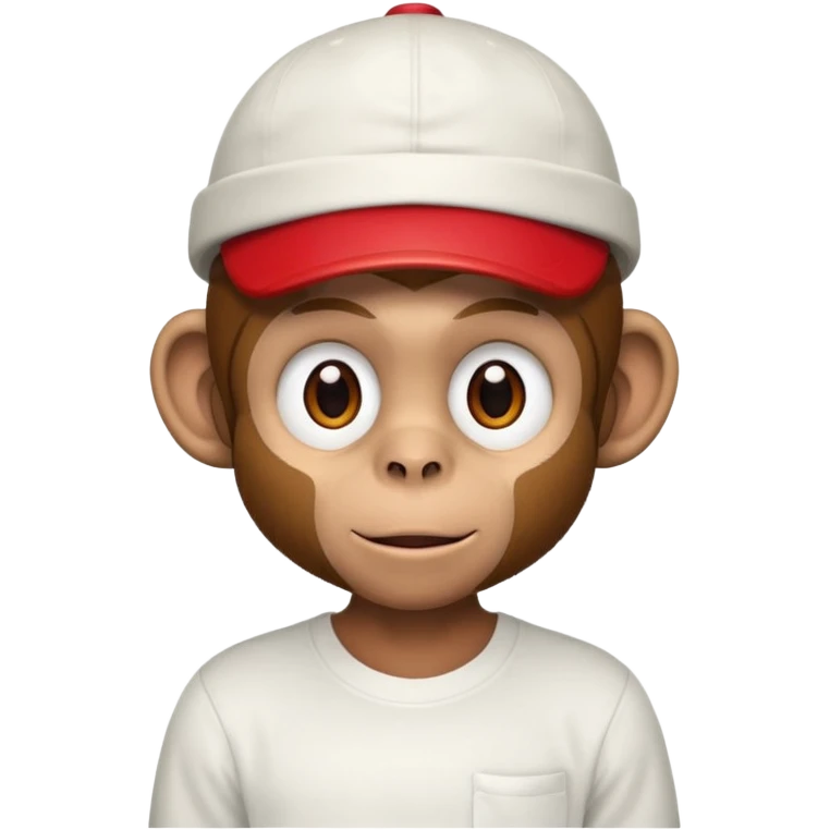Macaco de camisa branca e boné vermelho  emoji