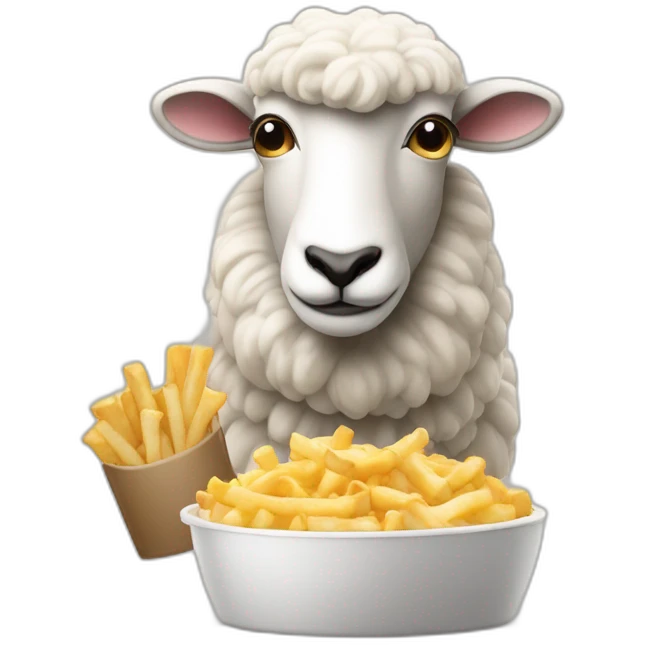 Moutons qui mange une poutine emoji