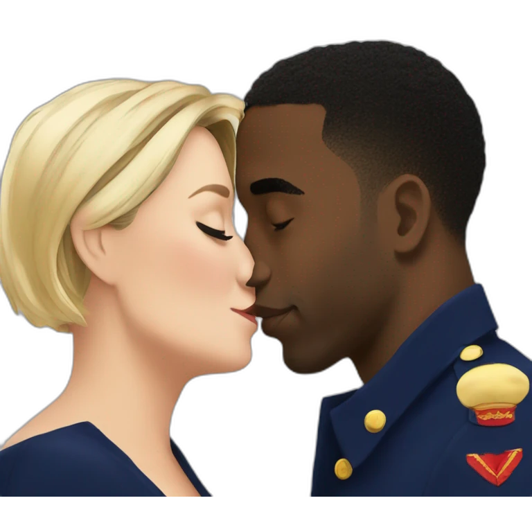 marine le pen kissing a black man emoji