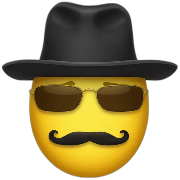 yellow sedge hat and fu Manchu moustache emoji