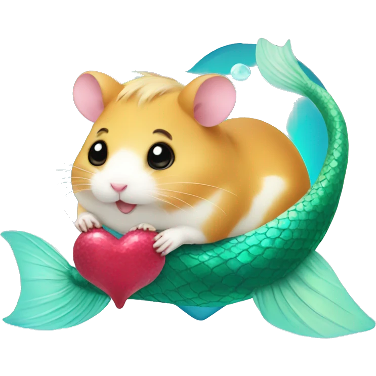 hamster with heart with mermaid tail emoji