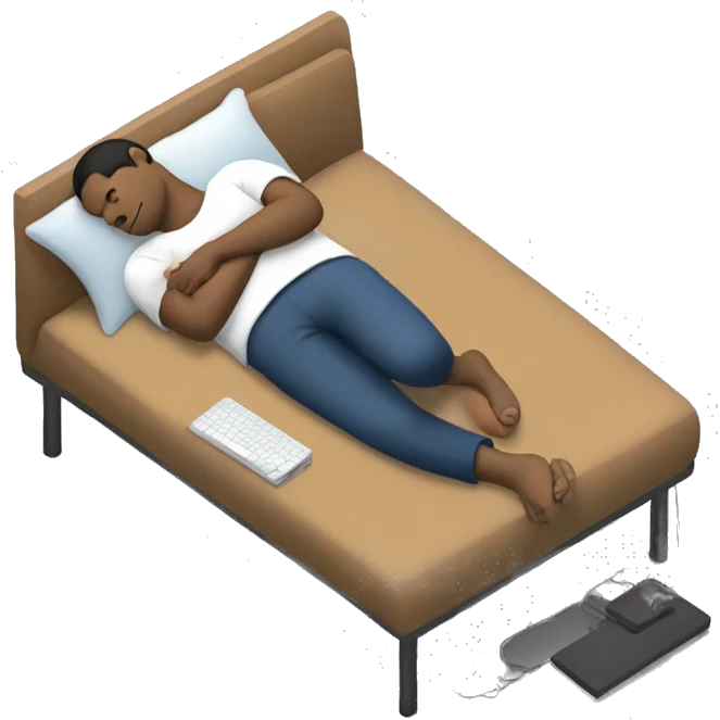 sleeping man connected to computer emoji