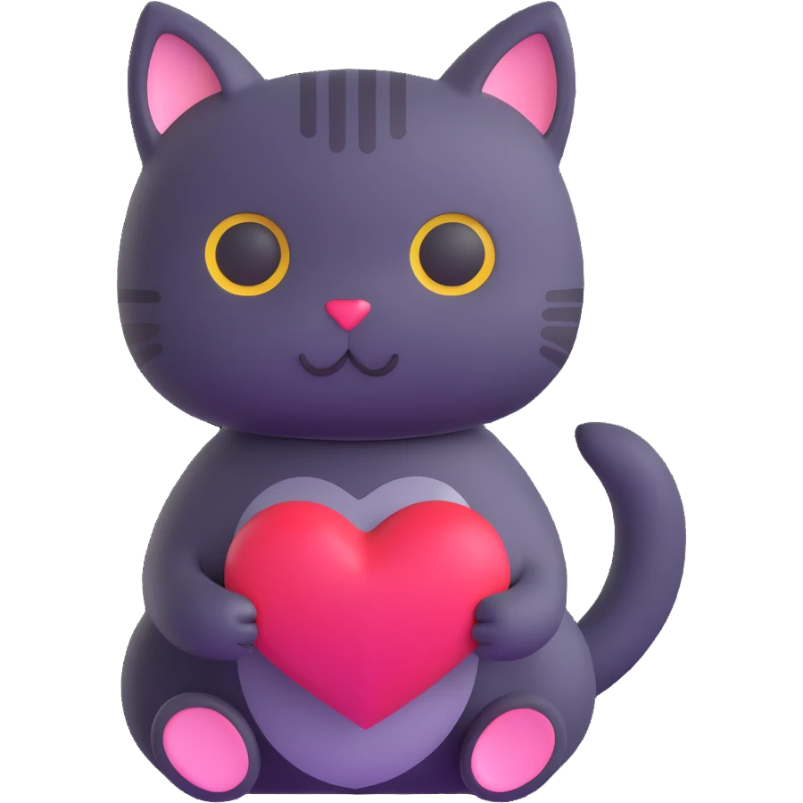 cute cat with a heart emoji