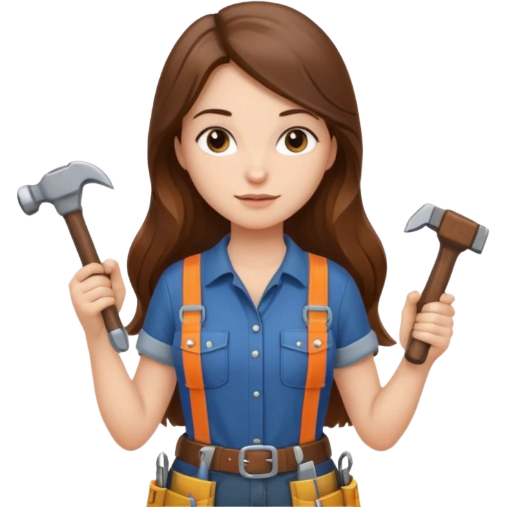 beautiful girl with long brown hair building new kitchen emoji
