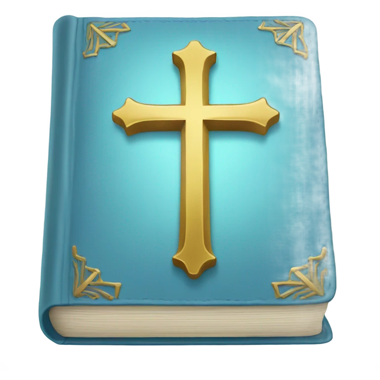 light blue bible with gold cross on he front emoji